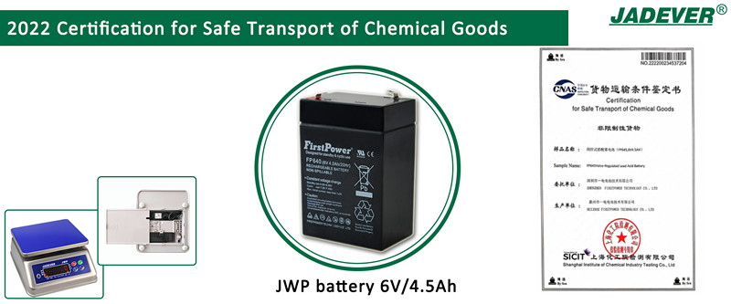 2022 JWP pil 6V/4.5Ah Kimyasal Ürünlerin Güvenli Taşınması Sertifikası
